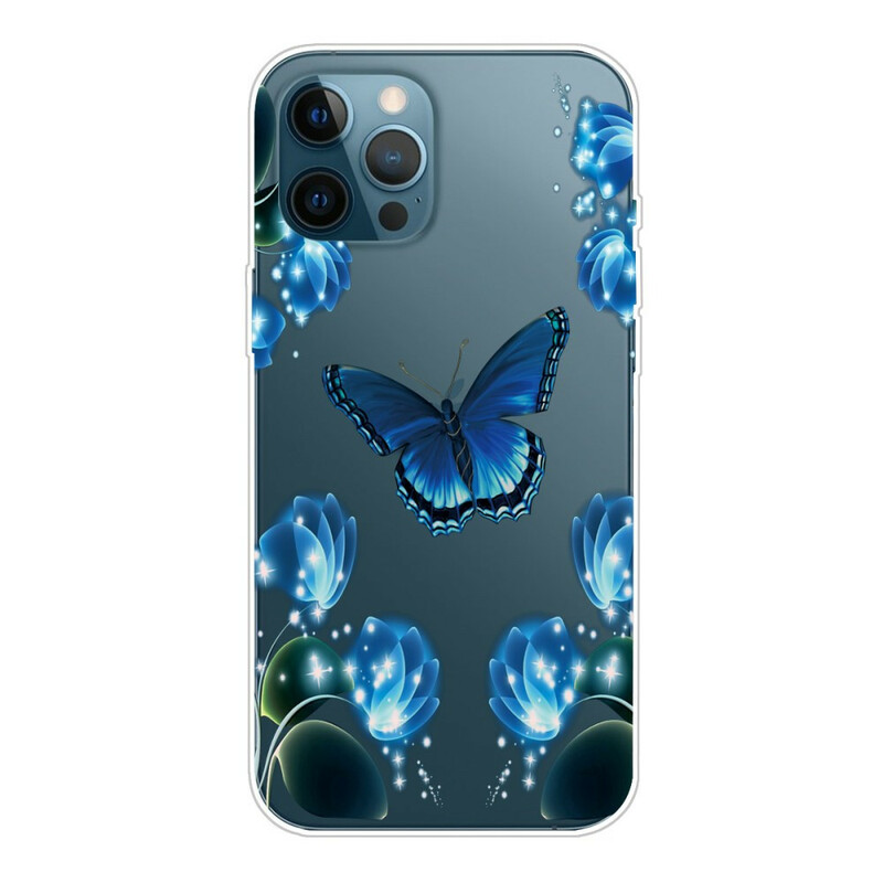 Coque iPhone 13 Pro Max Papillons Bleutés