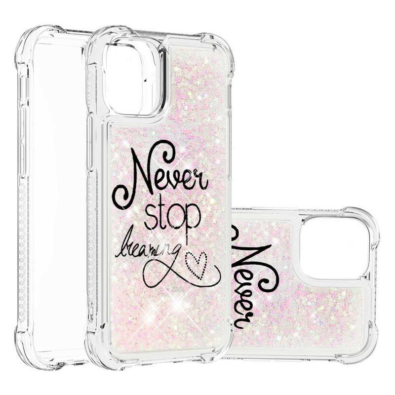 Coque iPhone 13 Pro Max Never Stop Dreaming Paillettes Coque iPhone 13 Pro Max Never Stop Dreaming Paillettes