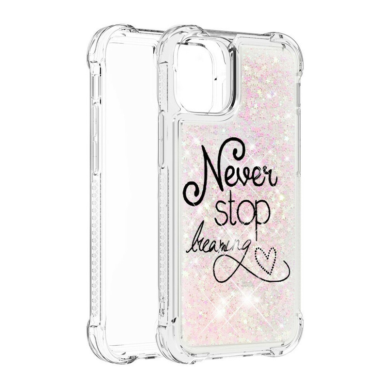 Coque iPhone 13 Pro Max Never Stop Dreaming Paillettes