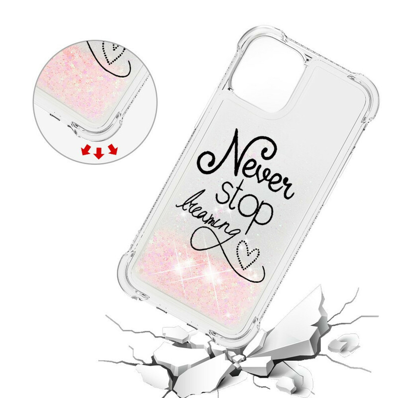 Coque iPhone 13 Pro Max Never Stop Dreaming Paillettes