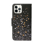 Housse iPhone 13 Pro Étoiles et Paillettes avec Lanière