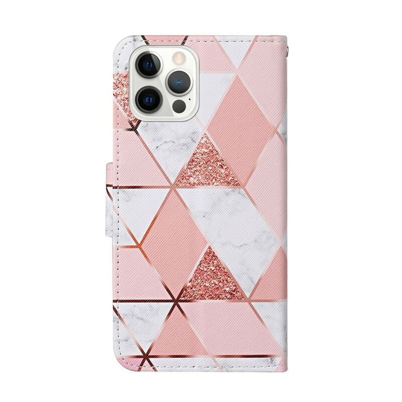 Housse iPhone 13 Pro Marbre et Paillettes avec Lanière Housse iPhone 13 Pro Marbre et Paillettes avec Lanière