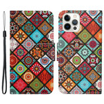 Housse iPhone 13 Pro Patchwork Mandalas avec Lanière