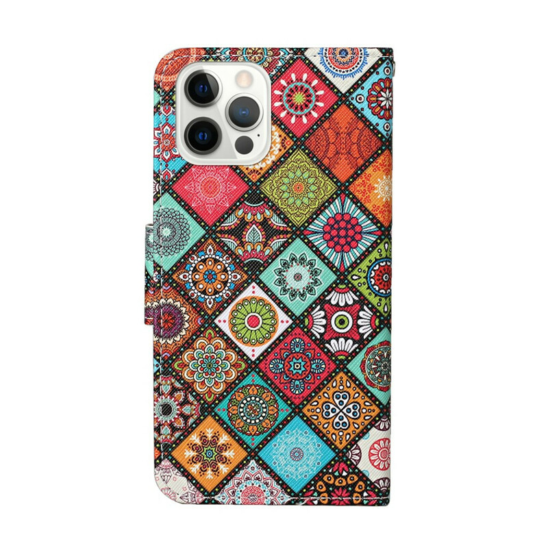 Housse iPhone 13 Pro Patchwork Mandalas avec Lanière Housse iPhone 13 Pro Patchwork Mandalas avec Lanière
