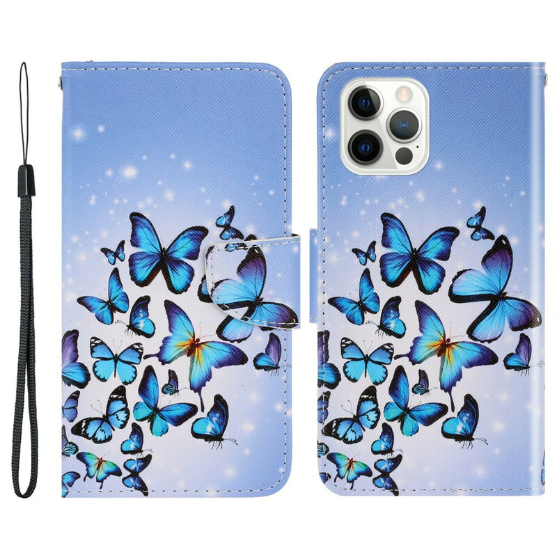 Housse iPhone 13 Pro Variations Papillons à Lanière Housse iPhone 13 Pro Variations Papillons à Lanière