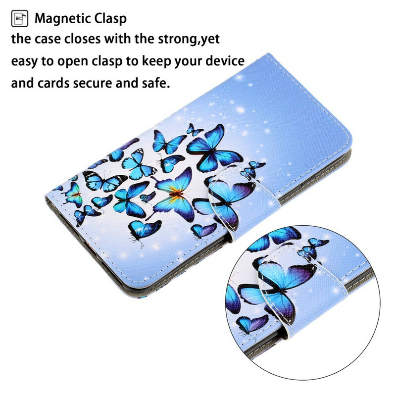 Housse iPhone 13 Pro Variations Papillons à Lanière Housse iPhone 13 Pro Variations Papillons à Lanière