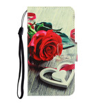 Housse iPhone 13 Pro Rose Romantique à Lanière