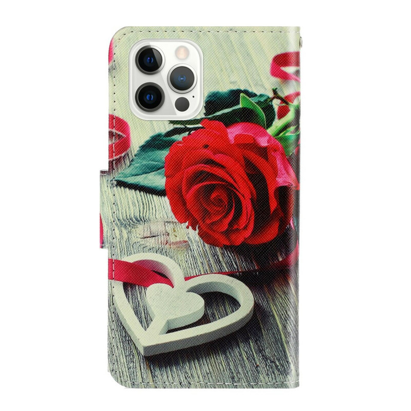 Housse iPhone 13 Pro Rose Romantique à Lanière Housse iPhone 13 Pro Rose Romantique à Lanière
