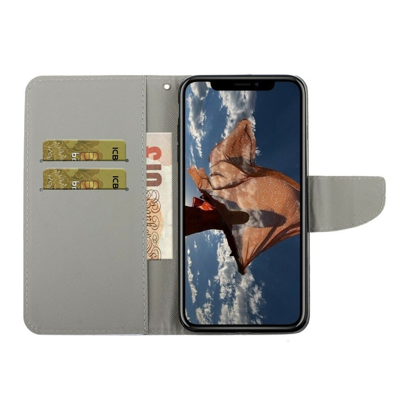 Housse iPhone 13 Pro Patchwork avec Lanière Housse iPhone 13 Pro Patchwork avec Lanière