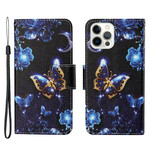 Housse iPhone 13 Pro Précieux Papillons à Lanière Housse iPhone 13 Pro Précieux Papillons à Lanière