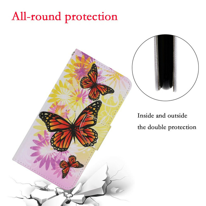 Housse iPhone 13 Pro Papillons et Fleurs d'Été Housse iPhone 13 Pro Papillons et Fleurs d'Été