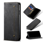 Flip Cover iPhone 13 Pro Simili Cuir Texture Jeans