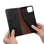 Flip Cover iPhone 13 Pro Simili Cuir Ciré