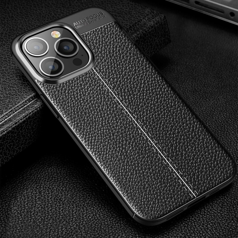 Coque iPhone 13 Pro Effet Cuir Litchi Double Line Coque iPhone 13 Pro Effet Cuir Litchi Double Line
