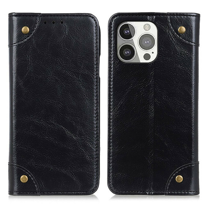 Flip Cover iPhone 13 Pro Vintage Rivets Flip Cover iPhone 13 Pro Vintage Rivets
