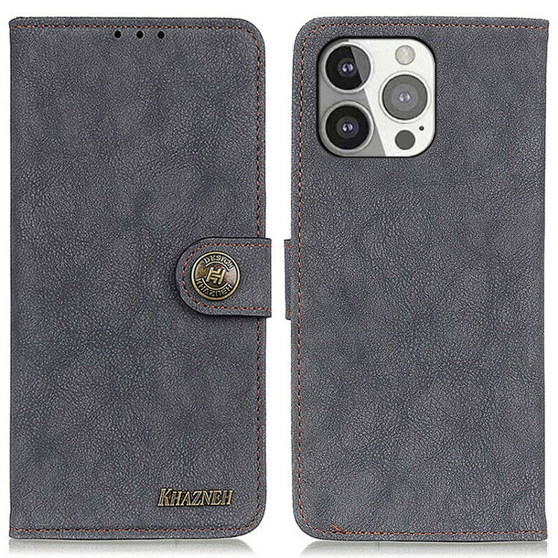 Housse iPhone 13 Pro Simili Cuir Fendu Rétro KHAZNEH Housse iPhone 13 Pro Simili Cuir Fendu Rétro KHAZNEH