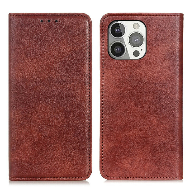 Flip Cover iPhone 13 Pro Cuir Litchi Fendu Flip Cover iPhone 13 Pro Cuir Litchi Fendu
