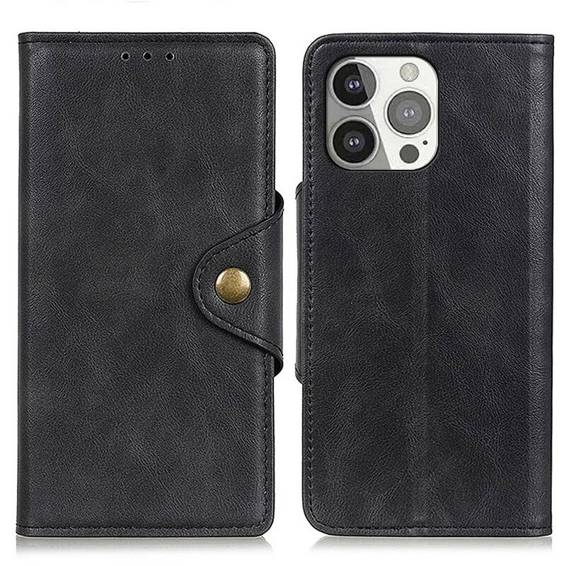 Housse iPhone 13 Pro Simili Cuir Bouton Housse iPhone 13 Pro Simili Cuir Bouton