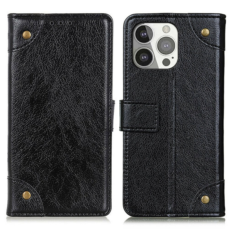 Housse iPhone 13 Pro Style Cuir Nappa Rivets Vintage Housse iPhone 13 Pro Style Cuir Nappa Rivets Vintage