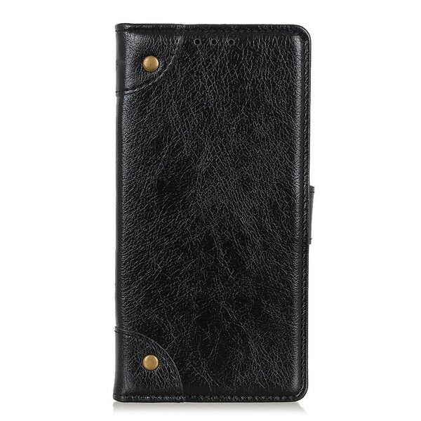Housse iPhone 13 Pro Style Cuir Nappa Rivets Vintage