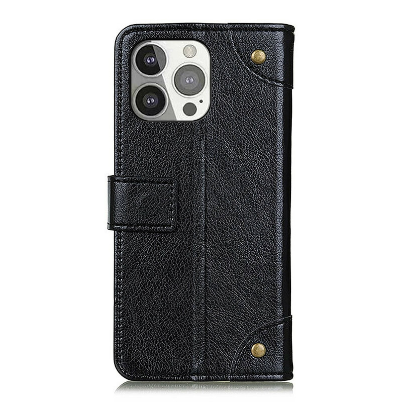 Housse iPhone 13 Pro Style Cuir Nappa Rivets Vintage Housse iPhone 13 Pro Style Cuir Nappa Rivets Vintage