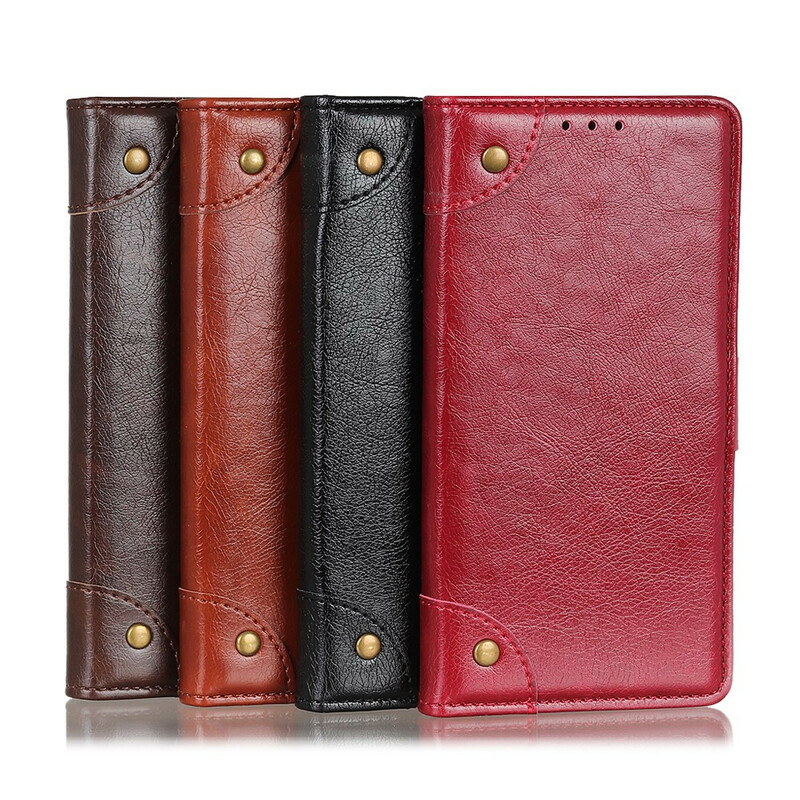Housse iPhone 13 Pro Style Cuir Nappa Rivets Vintage Housse iPhone 13 Pro Style Cuir Nappa Rivets Vintage