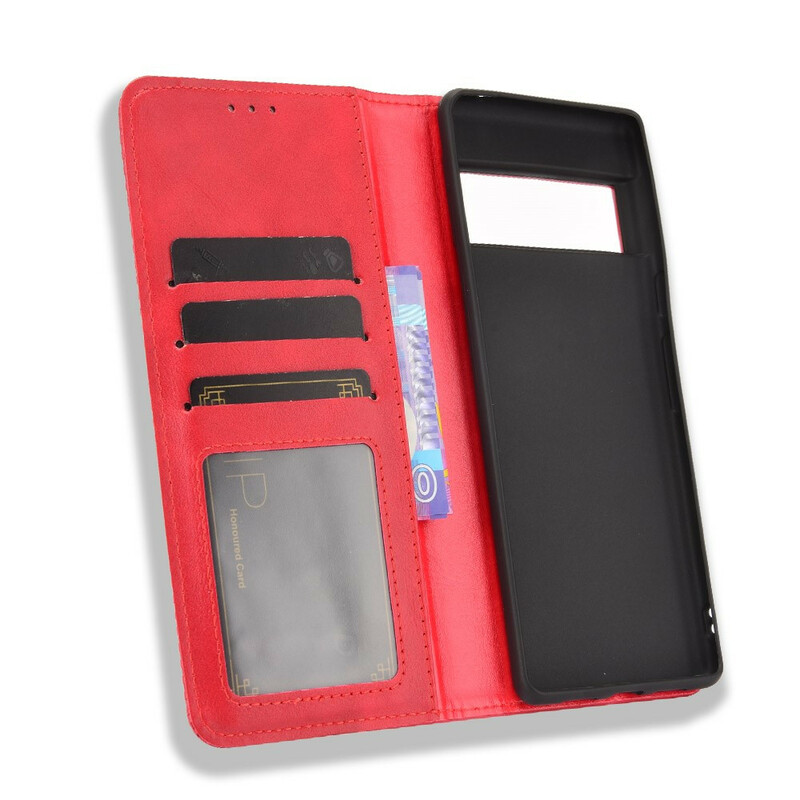 Flip Cover Google Pixel 6 Pro Effet Cuir Vintage Stylisé Flip Cover Google Pixel 6 Pro Effet Cuir Vintage Stylisé