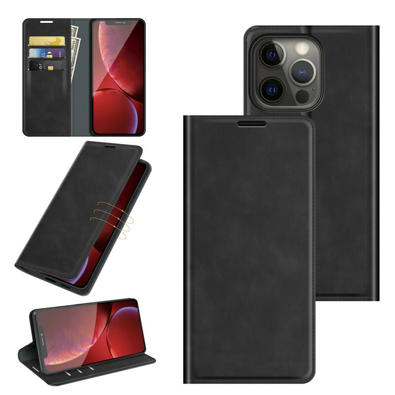 Flip Cover iPhone 13 Pro Effet Cuir Douceur Soie Flip Cover iPhone 13 Pro Effet Cuir Douceur Soie