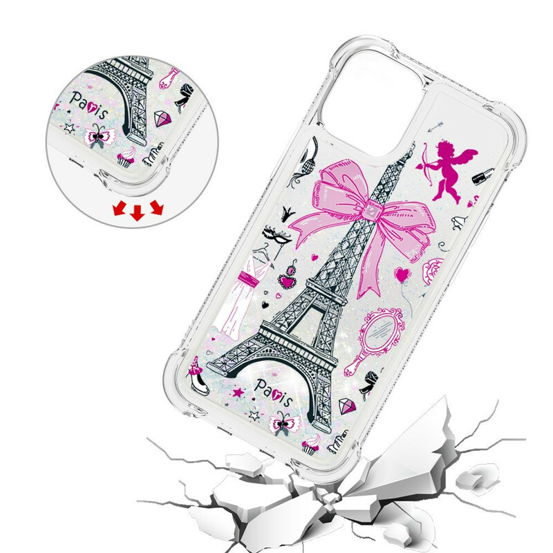 Coque iPhone 13 Pro La Tour Eiffel Paillettes Coque iPhone 13 Pro La Tour Eiffel Paillettes