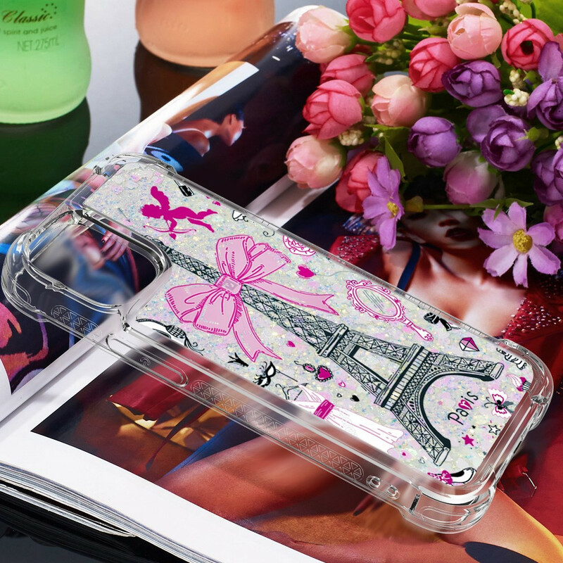 Coque iPhone 13 Pro La Tour Eiffel Paillettes Coque iPhone 13 Pro La Tour Eiffel Paillettes