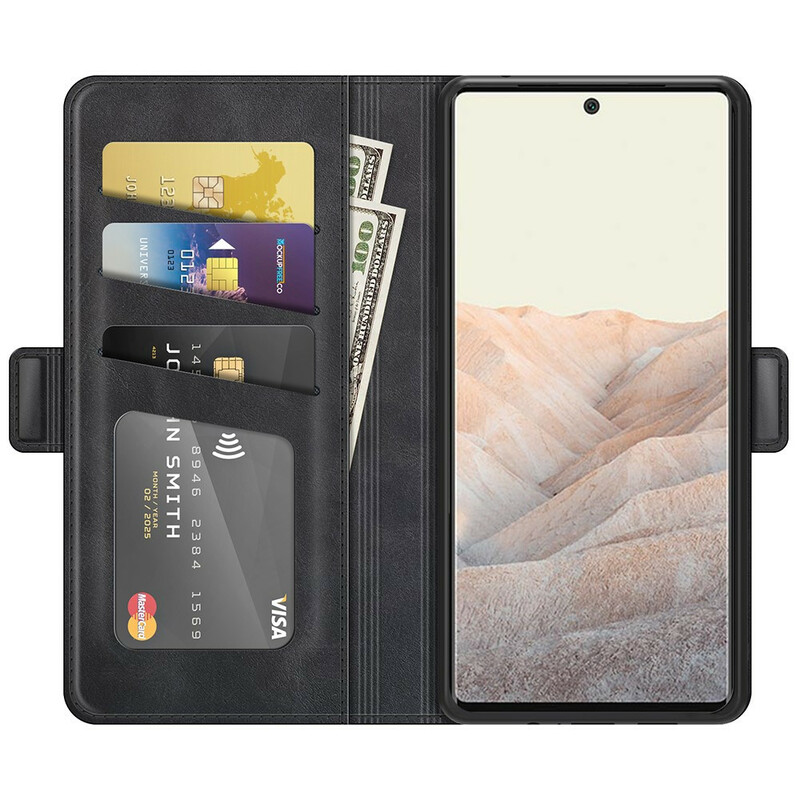 Housse Google Pixel 6 Pro Rabat Double Classique Housse Google Pixel 6 Pro Rabat Double Classique