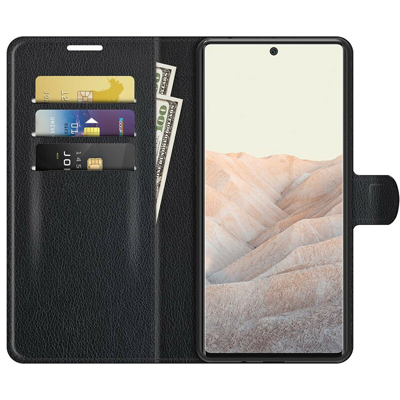 Housse Google Pixel 6 Pro Simili Cuir Litchi Classique