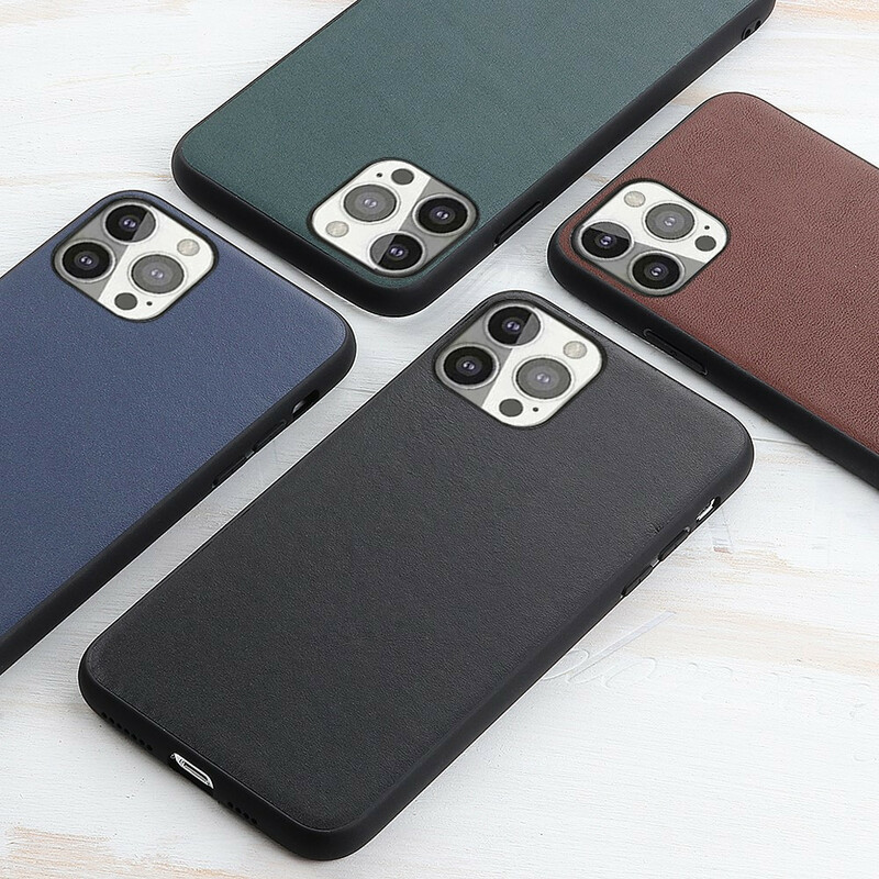 Coque iPhone 13 Pro Véritable Cuir Litchi