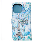 Housse iPhone 13 Pro Max Tour Eiffel Papillons à Lanière Housse iPhone 13 Pro Max Tour Eiffel Papillons à Lanière