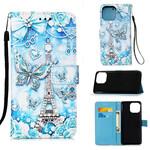 Housse iPhone 13 Pro Max Tour Eiffel Papillons à Lanière Housse iPhone 13 Pro Max Tour Eiffel Papillons à Lanière