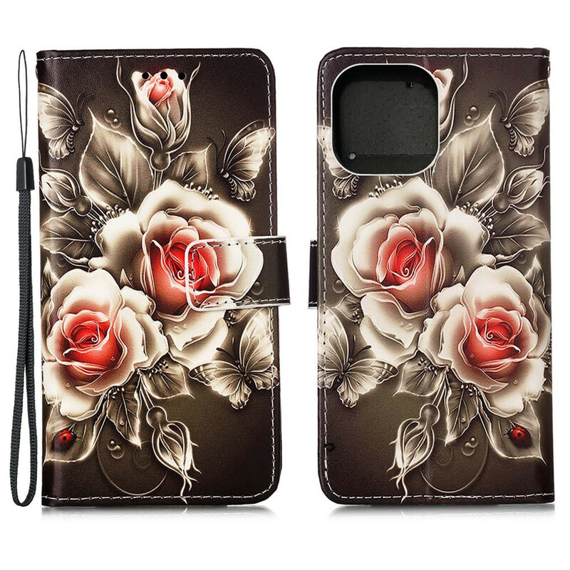 Housse iPhone 13 Pro Max Roses Dorées