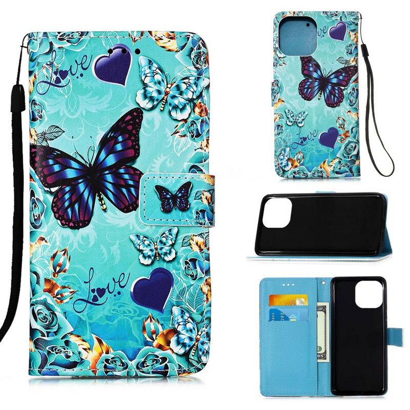 Housse iPhone 13 Pro Max Love Butterflies à Lanière Housse iPhone 13 Pro Max Love Butterflies à Lanière
