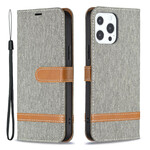Housse iPhone 13 Pro Tissu et Effet Cuir à Lanière Housse iPhone 13 Pro Tissu et Effet Cuir à Lanière