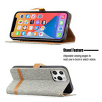 Housse iPhone 13 Pro Tissu et Effet Cuir à Lanière Housse iPhone 13 Pro Tissu et Effet Cuir à Lanière