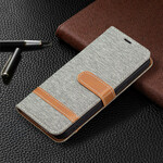Housse iPhone 13 Pro Tissu et Effet Cuir à Lanière Housse iPhone 13 Pro Tissu et Effet Cuir à Lanière