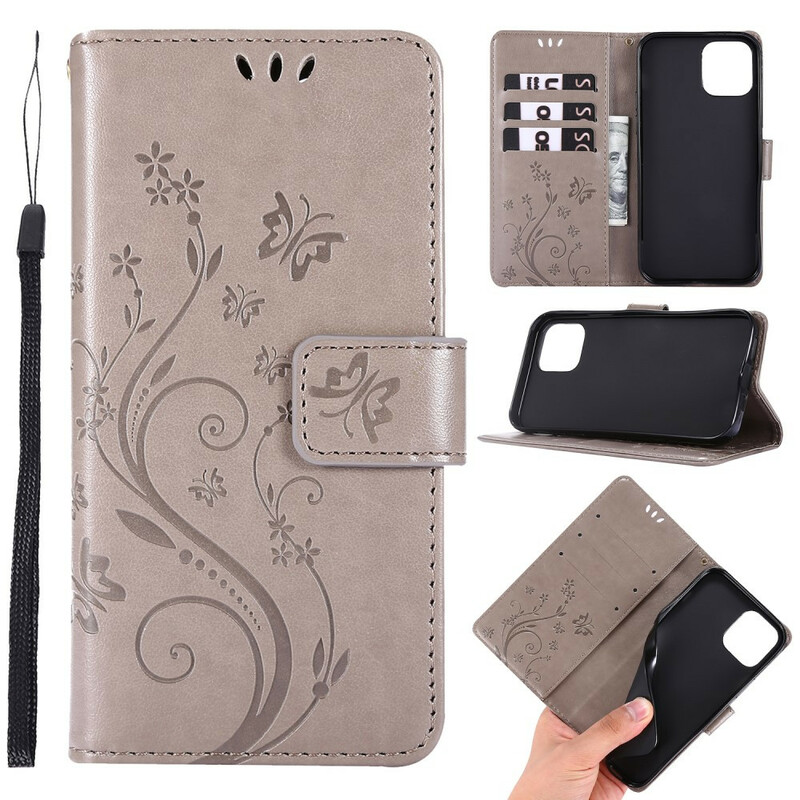 Housse iPhone 13 Pro Fleurs Graphiques à Lanière Housse iPhone 13 Pro Fleurs Graphiques à Lanière