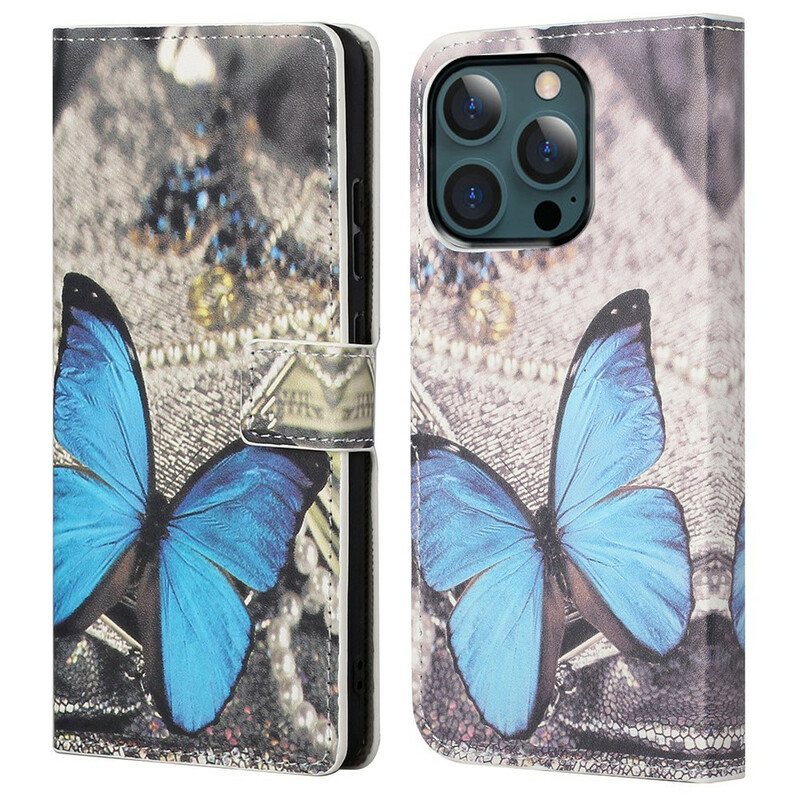 Housse iPhone 13 Pro Max Papillon Bleu