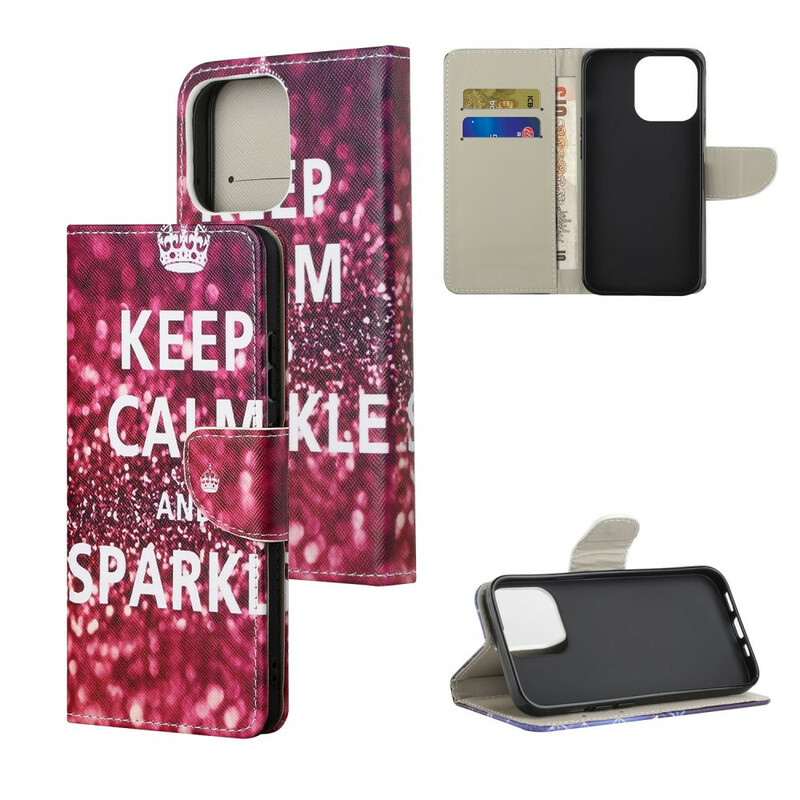 Housse iPhone 13 Pro Max Keep Calm and Sparkle