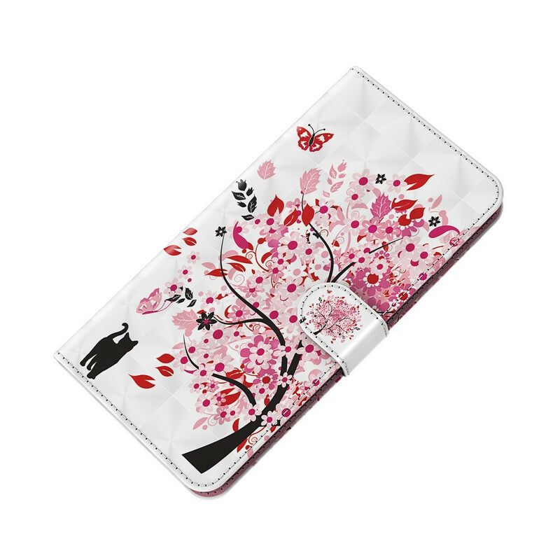 Housse iPhone 13 Pro Max Arbre Rose et Chat Noir