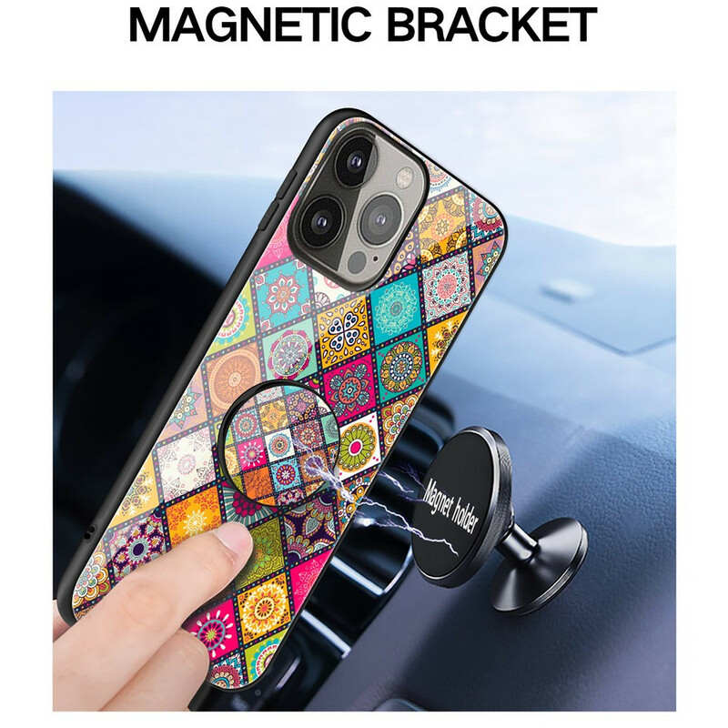 Coque iPhone 13 Pro Support Magnétique Patchwork