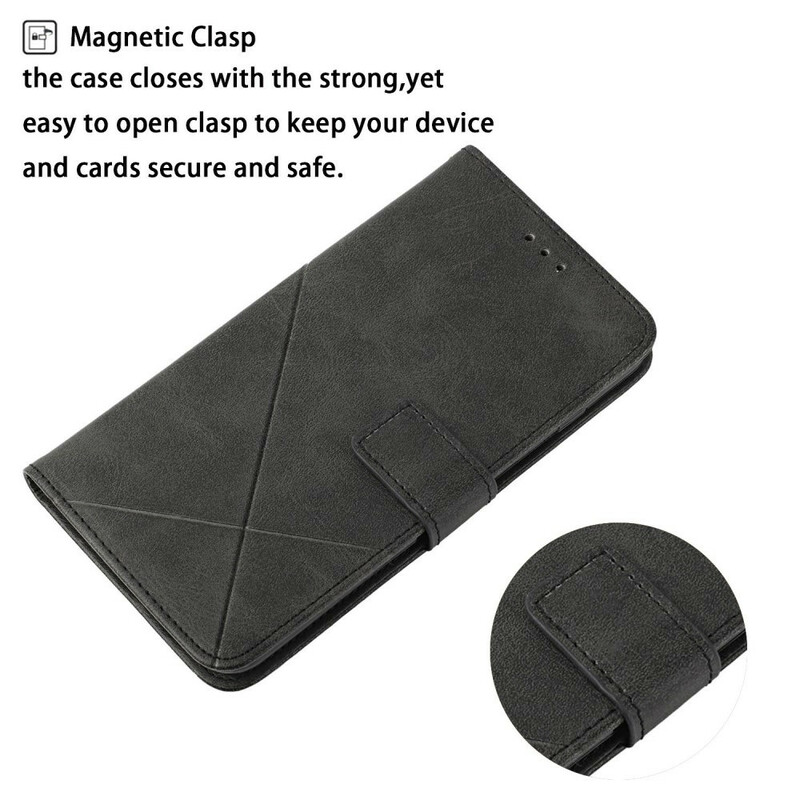 Housse iPhone 13 Pro Style Cuir Géométrique à Lanière Housse iPhone 13 Pro Style Cuir Géométrique à Lanière