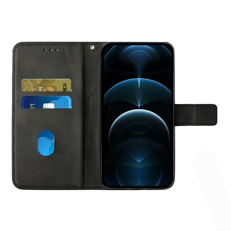 Housse iPhone 13 Pro Style Cuir Géométrique à Lanière Housse iPhone 13 Pro Style Cuir Géométrique à Lanière