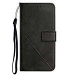 Housse iPhone 13 Pro Style Cuir Géométrique à Lanière