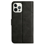 Housse iPhone 13 Pro Style Cuir Géométrique à Lanière Housse iPhone 13 Pro Style Cuir Géométrique à Lanière