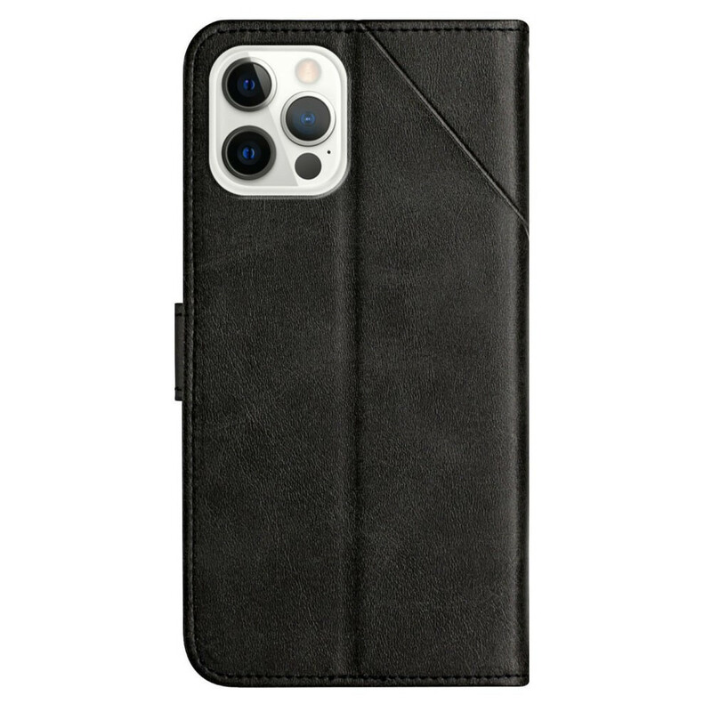 Housse iPhone 13 Pro Style Cuir Géométrique à Lanière